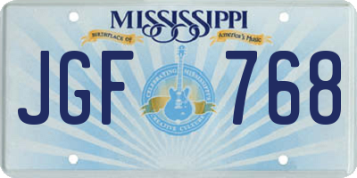 MS license plate JGF768