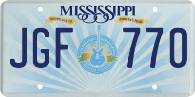 MS license plate JGF770