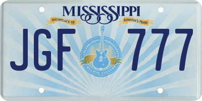 MS license plate JGF777