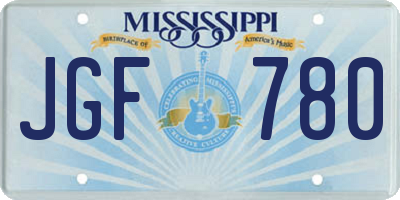 MS license plate JGF780