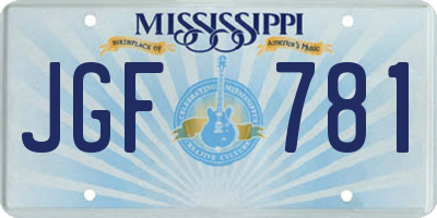 MS license plate JGF781