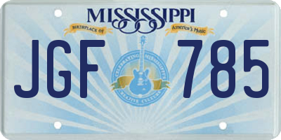 MS license plate JGF785