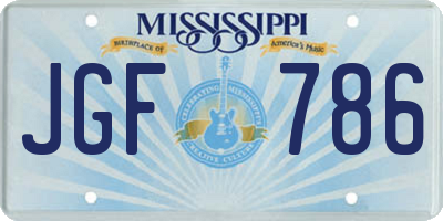 MS license plate JGF786