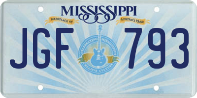 MS license plate JGF793