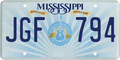 MS license plate JGF794