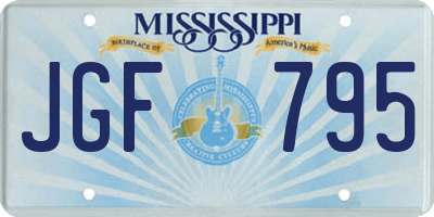 MS license plate JGF795
