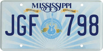 MS license plate JGF798