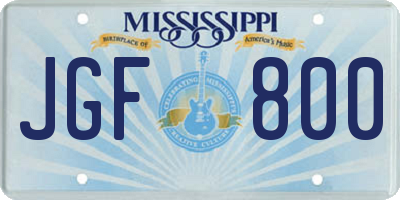MS license plate JGF800