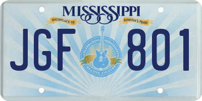 MS license plate JGF801
