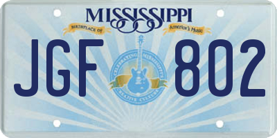 MS license plate JGF802