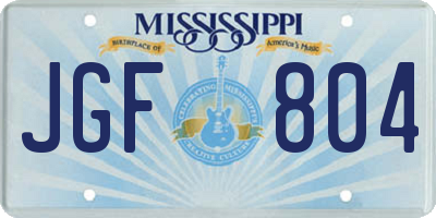 MS license plate JGF804