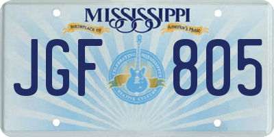 MS license plate JGF805
