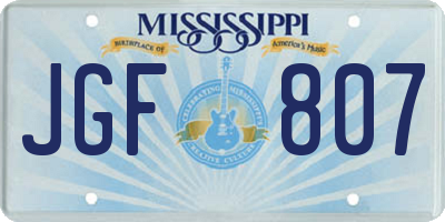 MS license plate JGF807