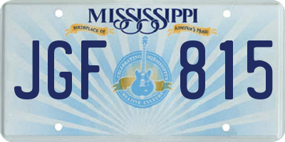 MS license plate JGF815