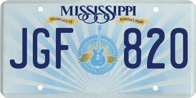MS license plate JGF820