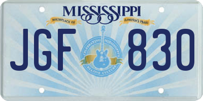 MS license plate JGF830