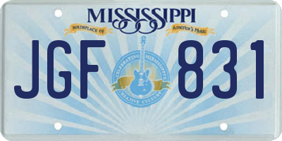 MS license plate JGF831