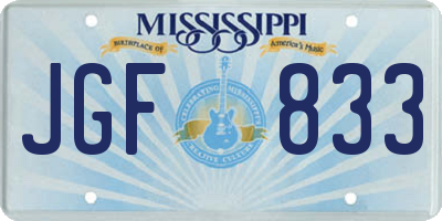 MS license plate JGF833