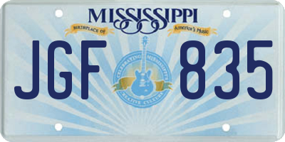 MS license plate JGF835