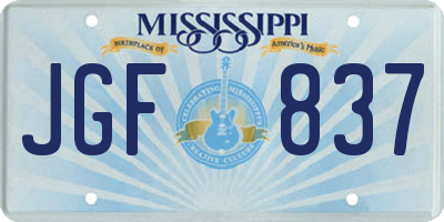 MS license plate JGF837