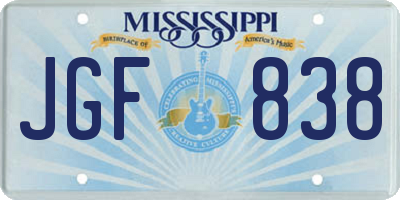 MS license plate JGF838