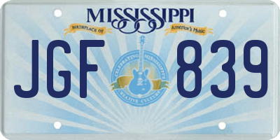 MS license plate JGF839