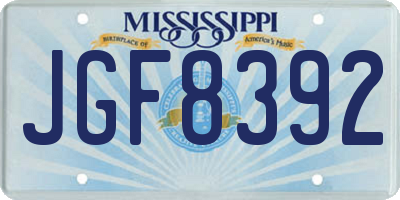 MS license plate JGF8392