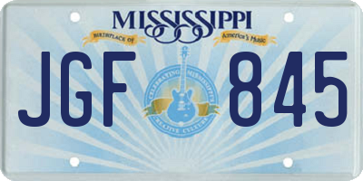 MS license plate JGF845
