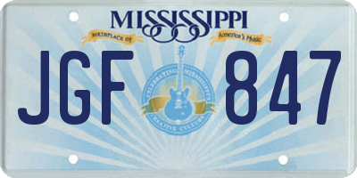MS license plate JGF847