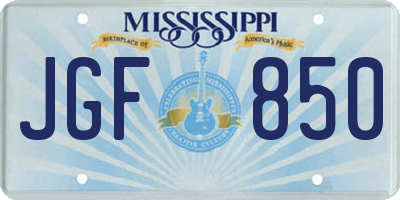 MS license plate JGF850