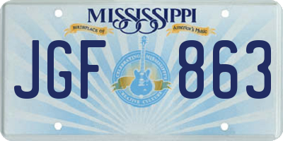 MS license plate JGF863