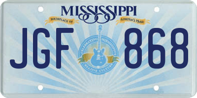 MS license plate JGF868