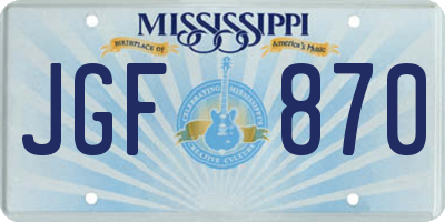 MS license plate JGF870