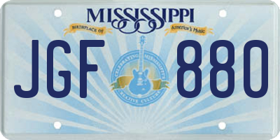 MS license plate JGF880