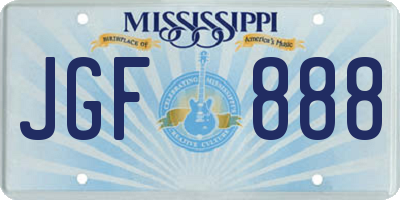 MS license plate JGF888