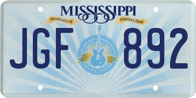 MS license plate JGF892