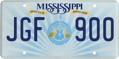 MS license plate JGF900