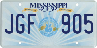 MS license plate JGF905