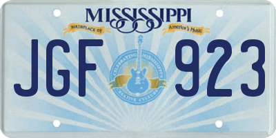 MS license plate JGF923