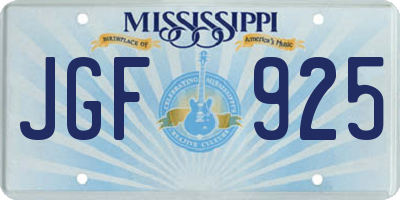 MS license plate JGF925