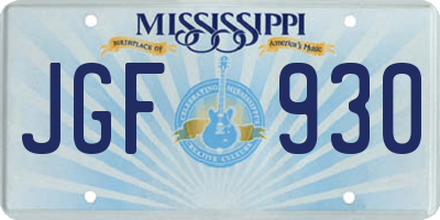 MS license plate JGF930