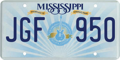 MS license plate JGF950