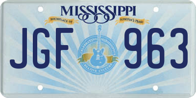 MS license plate JGF963