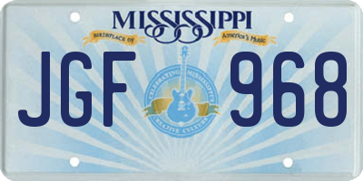 MS license plate JGF968