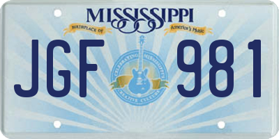 MS license plate JGF981