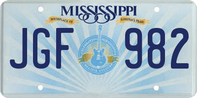 MS license plate JGF982