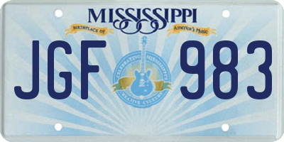 MS license plate JGF983