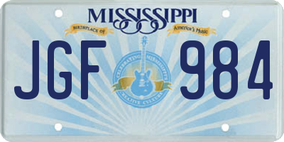 MS license plate JGF984
