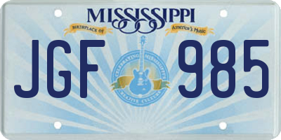 MS license plate JGF985