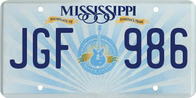 MS license plate JGF986